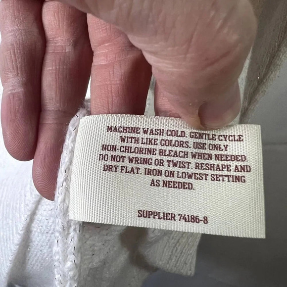 Arizona Jeans Cold Shoulder Destructed Metallic Sweater Size Medium - Picture 10 of 11